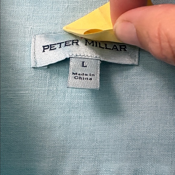 Peter Millar 100% Linen Blue Long Sleeve Shirt Size Large - Picture 2 of 6